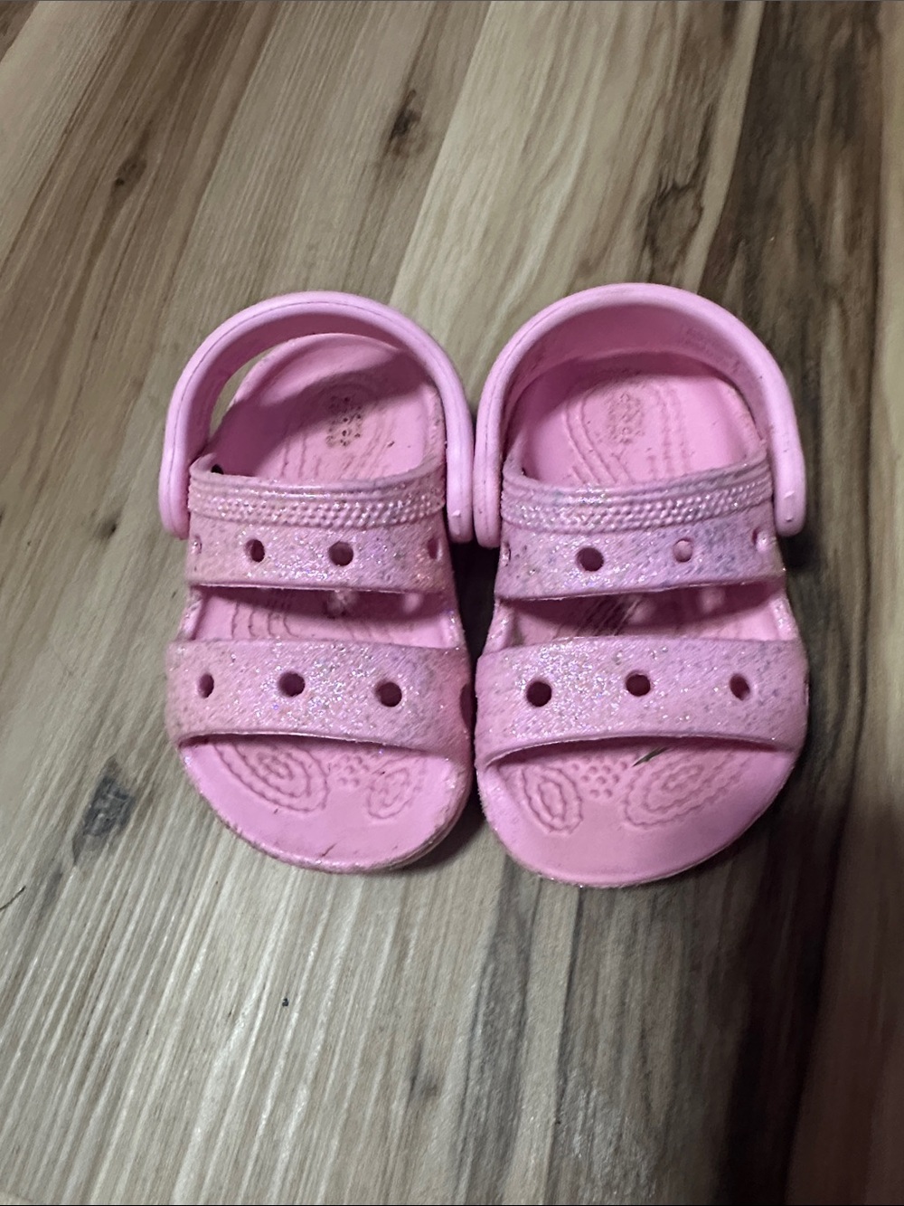 CROCS Pink Glitter Strap Kids Sandals